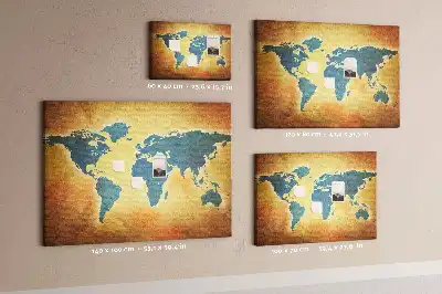 Cork memo board with an old world map design