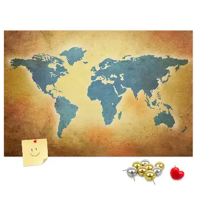 Cork memo board with an old world map design
