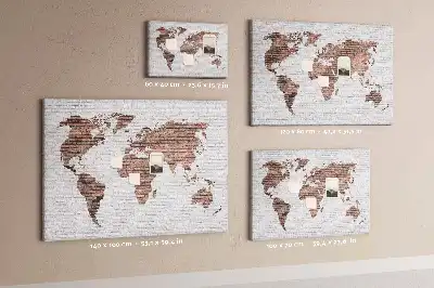 Printed Cork Board World Map Brick Design