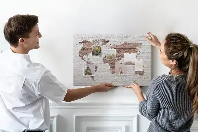 Printed Cork Board World Map Brick Design