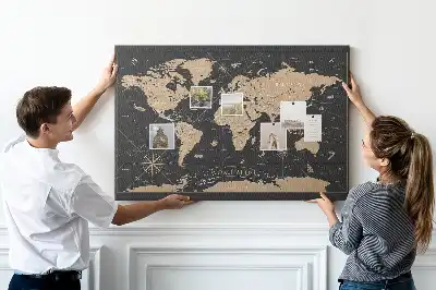 Printed Cork Memo Board Vintage world map