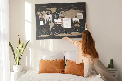 Printed Cork Memo Board Vintage world map