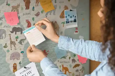 Cork memo board featuring an animal world map