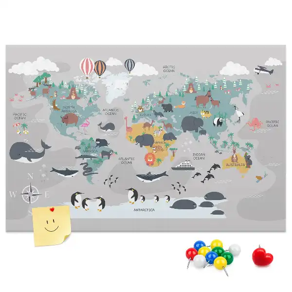 Printed Cartoon Map Cork Memo Board