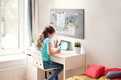 Printed Cartoon Map Cork Memo Board