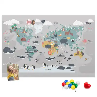 Printed Cartoon Map Cork Memo Board