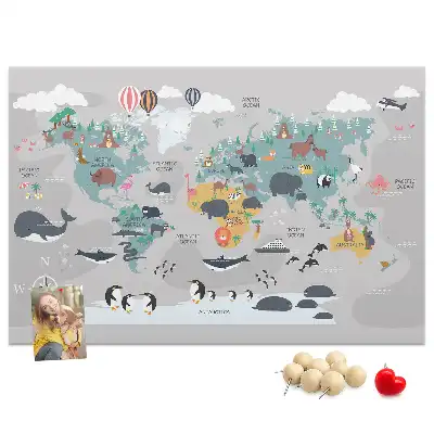 Printed Cartoon Map Cork Memo Board