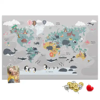 Printed Cartoon Map Cork Memo Board