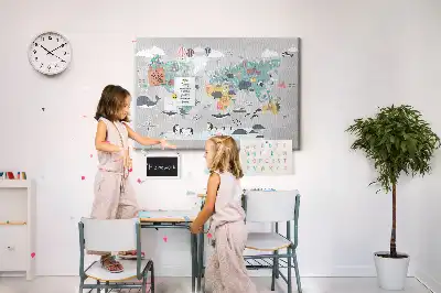 Printed Cartoon Map Cork Memo Board
