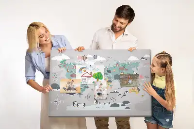 Printed Cartoon Map Cork Memo Board