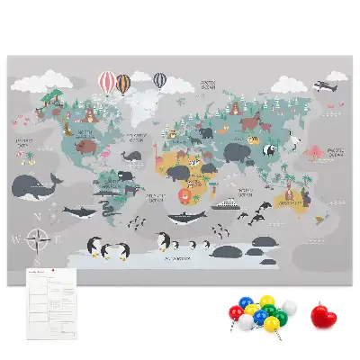 Printed Cartoon Map Cork Memo Board