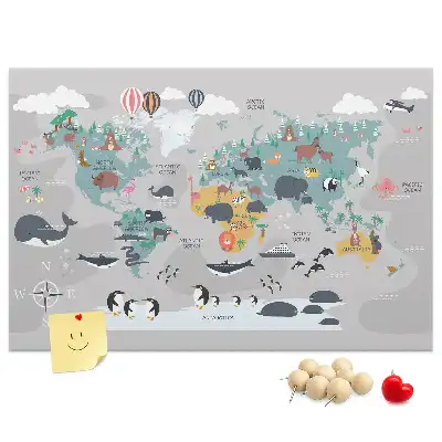 Printed Cartoon Map Cork Memo Board