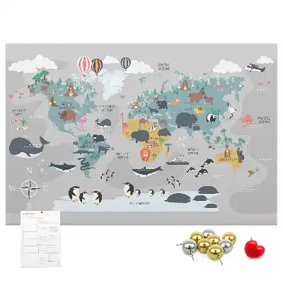 Printed Cartoon Map Cork Memo Board