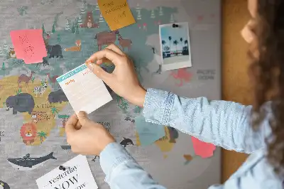Printed Cartoon Map Cork Memo Board