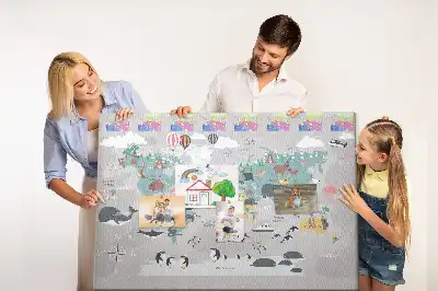 Printed Cartoon Map Cork Memo Board