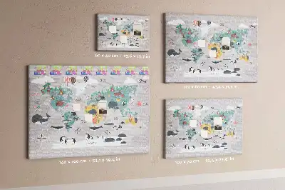 Printed Cartoon Map Cork Memo Board