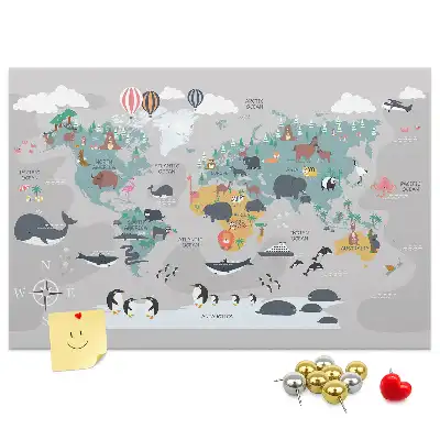 Printed Cartoon Map Cork Memo Board
