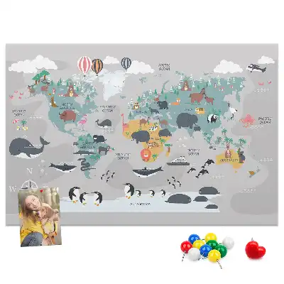Printed Cartoon Map Cork Memo Board