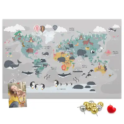 Printed Cartoon Map Cork Memo Board