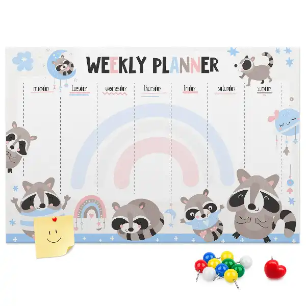 Weekly Planner Cork Memo Board for Kids