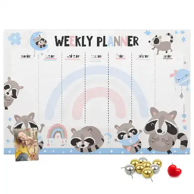 Weekly Planner Cork Memo Board for Kids