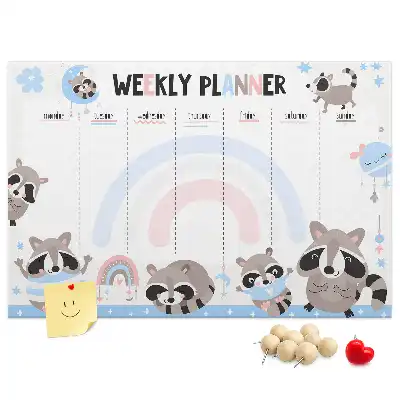 Weekly Planner Cork Memo Board for Kids