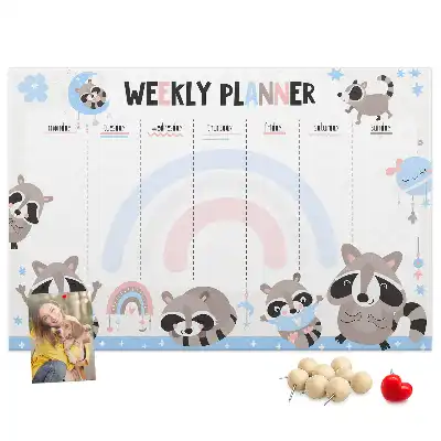Weekly Planner Cork Memo Board for Kids
