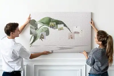 Printed Cork Board with Abstract Leaves Design