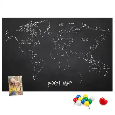 Cork memo board World map countries