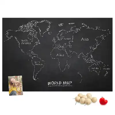 Cork memo board World map countries