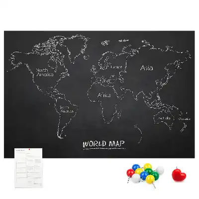 World map cork memo board