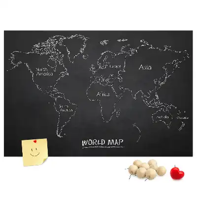 Cork memo board World map countries