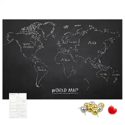 Cork memo board World map countries