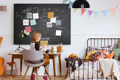 Cork memo board World map countries