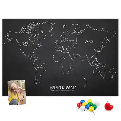 Cork memo board World map countries