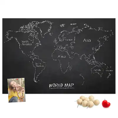 World map cork memo board