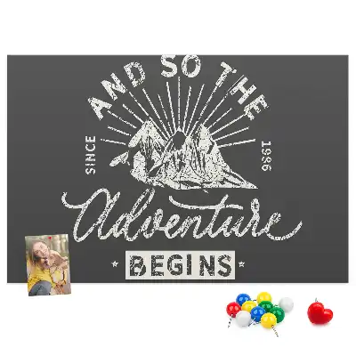 Printed Cork Memo Board with Adventure Quote