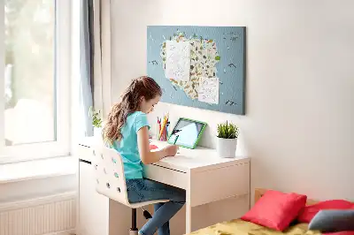 Printed Cork Board Poland Animal Map