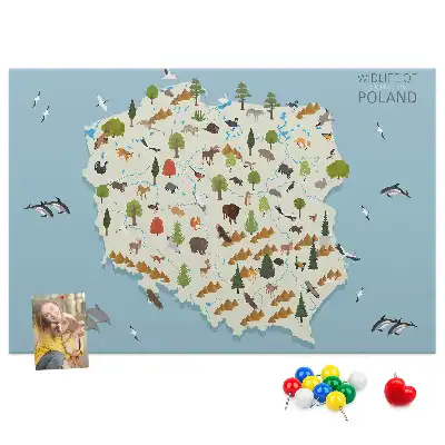 Printed Cork Board Poland Animal Map