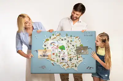 Printed Cork Board Poland Animal Map