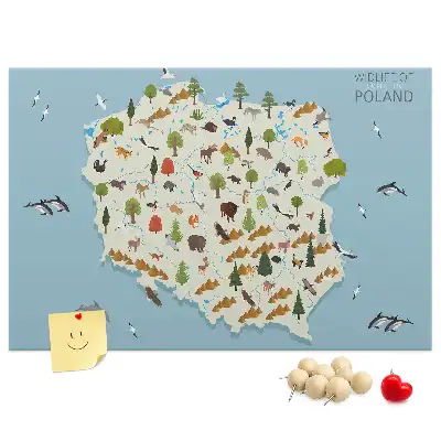 Printed Cork Board Poland Animal Map