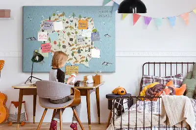 Printed Cork Board Poland Animal Map
