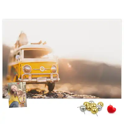 Printed Cork Memo Board featuring a Car Vacation design