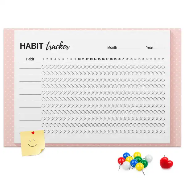 Cork Memo Board and Habit Tracker