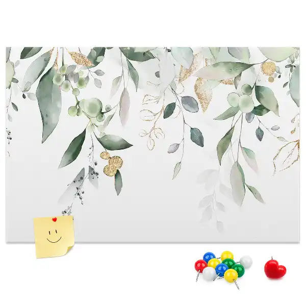 Printed cork board with nature leaves and plants design
