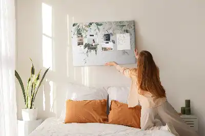 Printed cork board with nature leaves and plants design