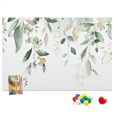 Printed cork board with nature leaves and plants design
