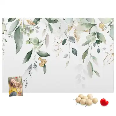 Printed cork board with nature leaves and plants design