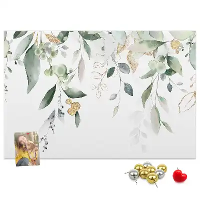 Printed cork board with nature leaves and plants design
