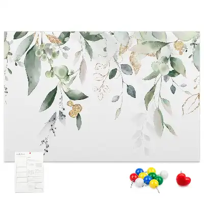 Printed cork board with nature leaves and plants design